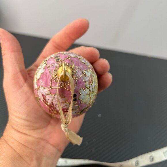 Vintage Cloisonne Goldtone Floral Egg Hanging Ornament Victorian Enameled - Picture 6 of 10